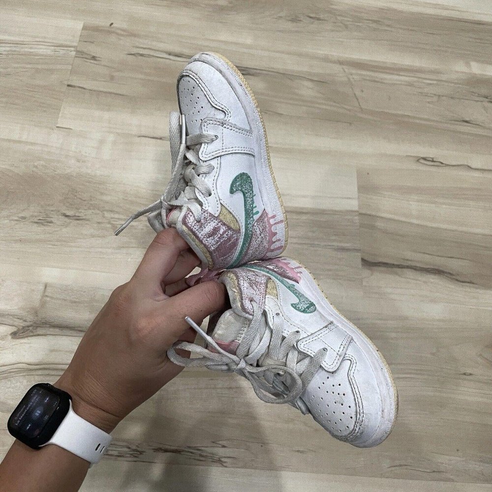 jordan 1 Mid SE ice cream (TD) size 6c used Drip Sneakers‎ Shoes High top DD1668 - Picture 8 of 8